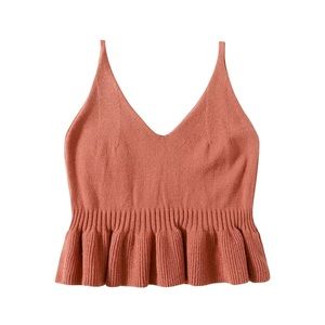 NWT Soft Sweater Knit Peplum Tank Top | Coral Colored | Women’s Small